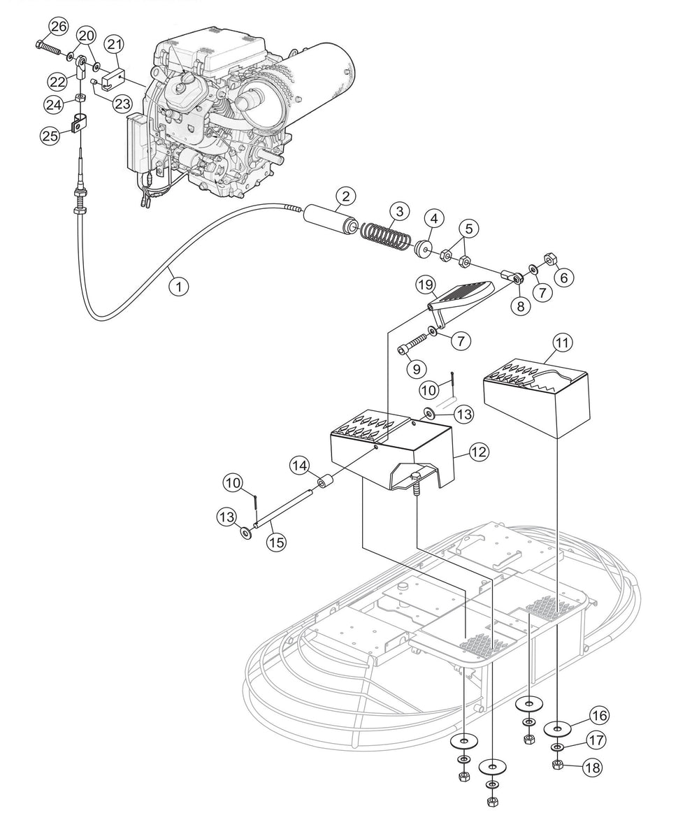 JWN-SERIES S/N VB0206951 AND BELOW-Foot Pedals/Throttle Assembly Parts
