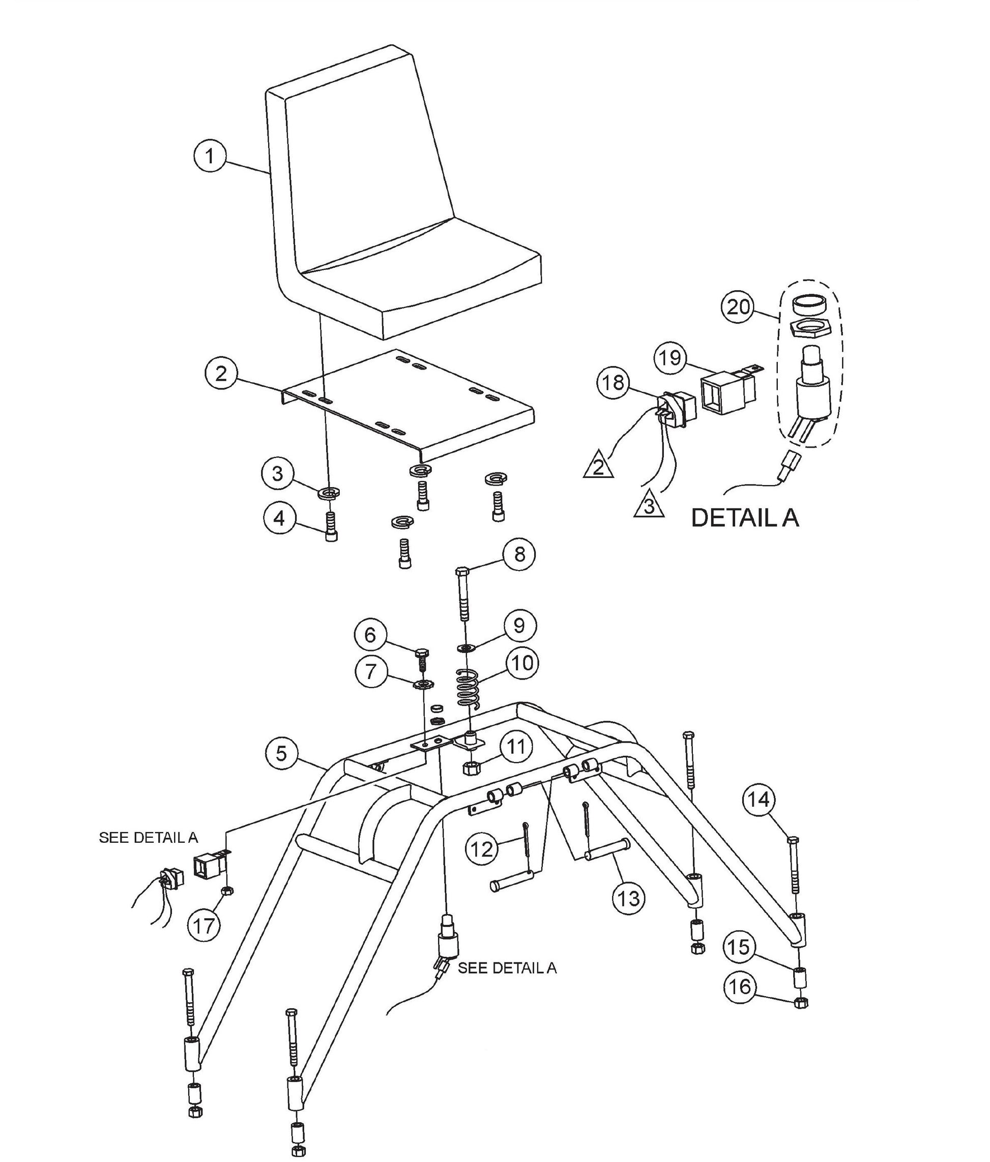 JWN-SERIES S/N VB0206951 AND BELOW-Seat Frame Assembly Parts