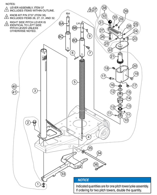 JWN-24HTCSL, JWN-24HSCSL S/N VB0206952 and Above - Pitch Control Tower/Yoke Assembly Parts