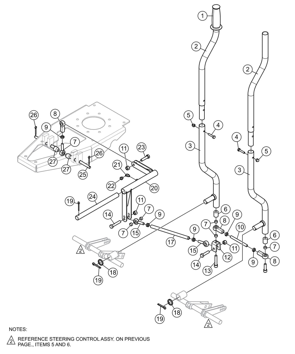 JWN-24HTCSL, JWN-24HSCSL S/N VB0206952 and Above - Steering Handles Assembly Parts