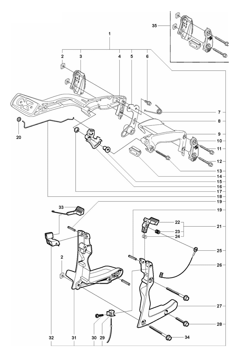 K650 Cut-n-Break Handle and Controls Assembly Parts by Husqvarna