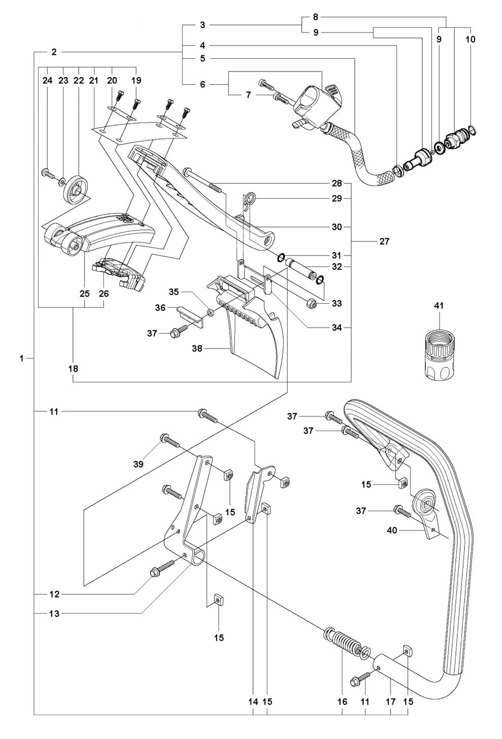 K650 Cut-n-Break Handle Assembly Parts by Husqvarna