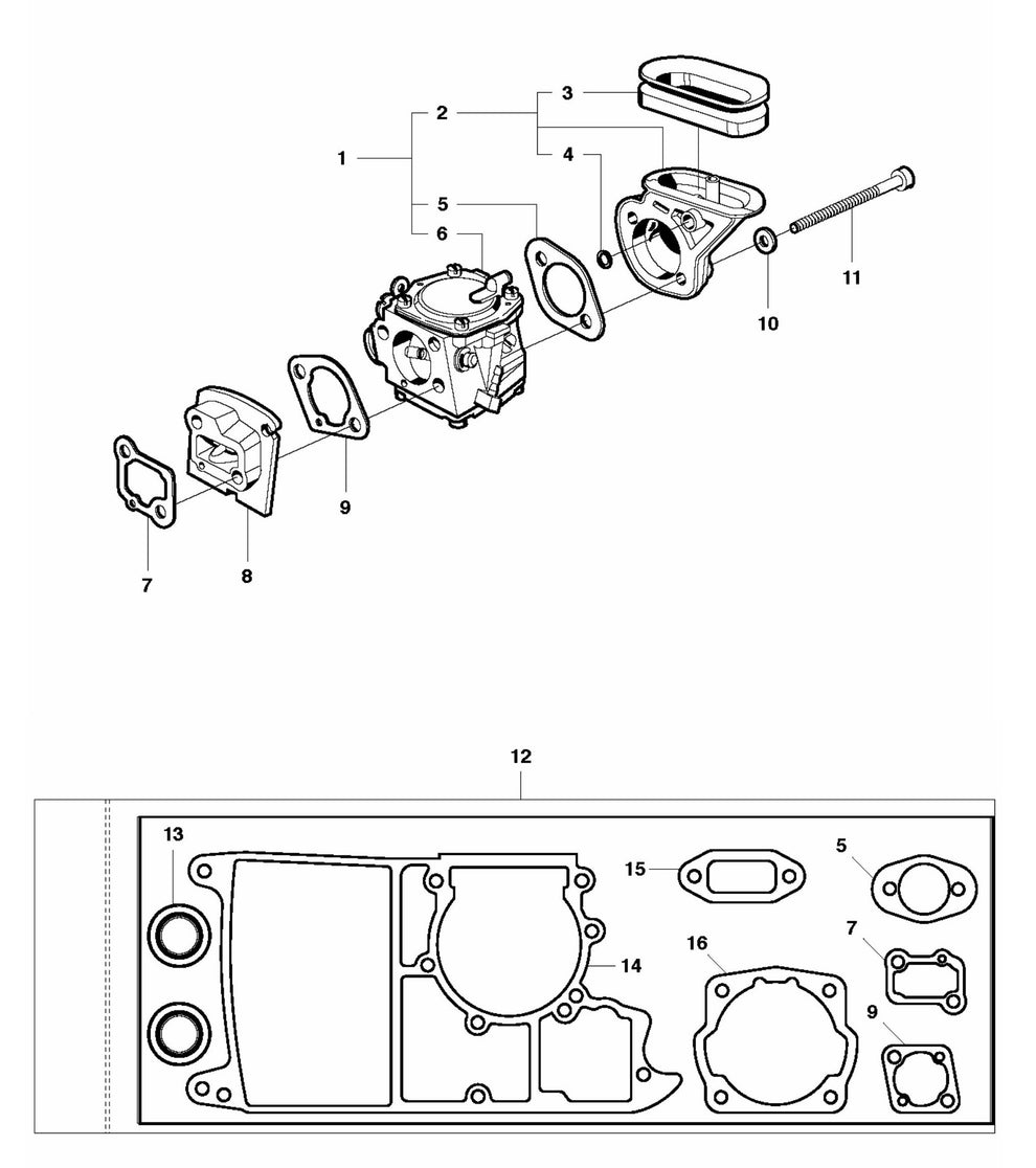 K650 Cut-n-Break Carburetor Assembly Parts by Husqvarna