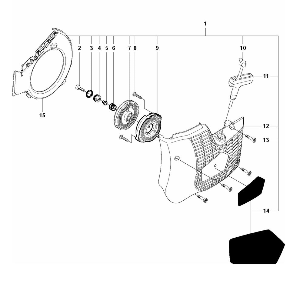 K760 Rescue Starter Assembly Parts by Husqvarna