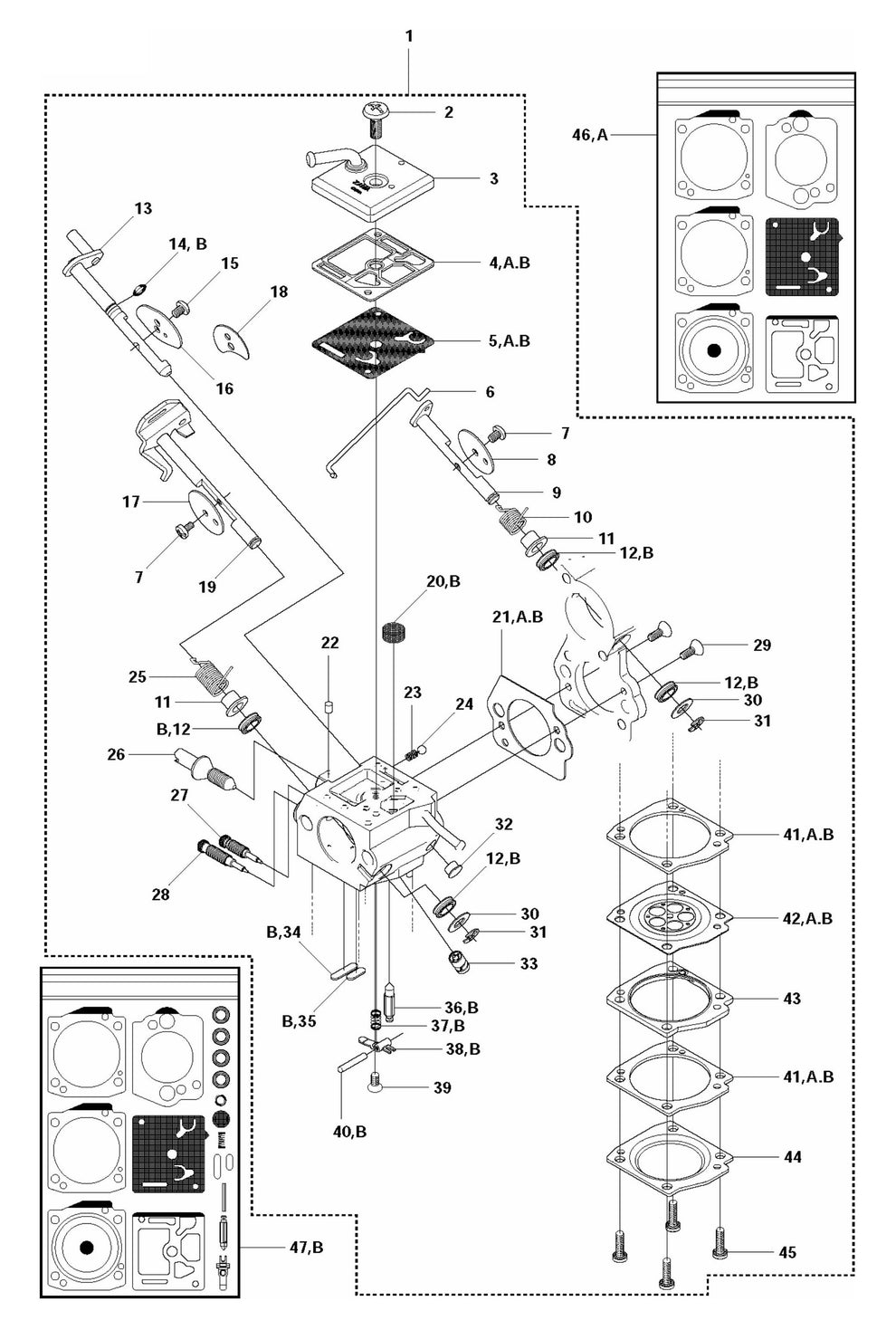 K760 Rescue Carburetor Assembly Parts by Husqvarna