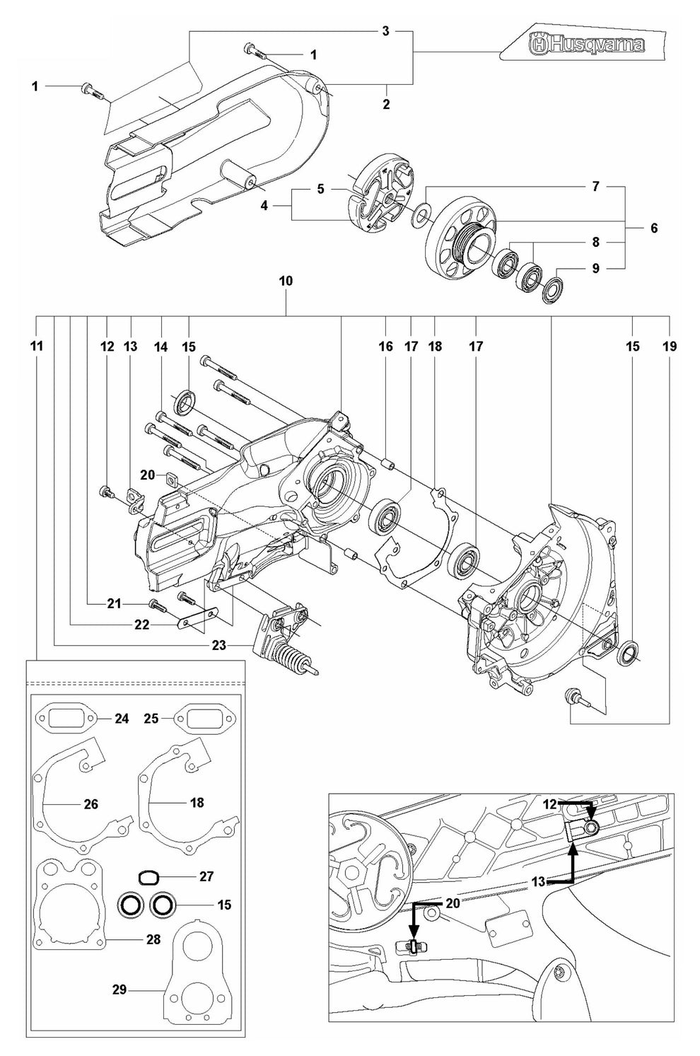 K760 Rescue Crankcase Assembly Parts by Husqvarna