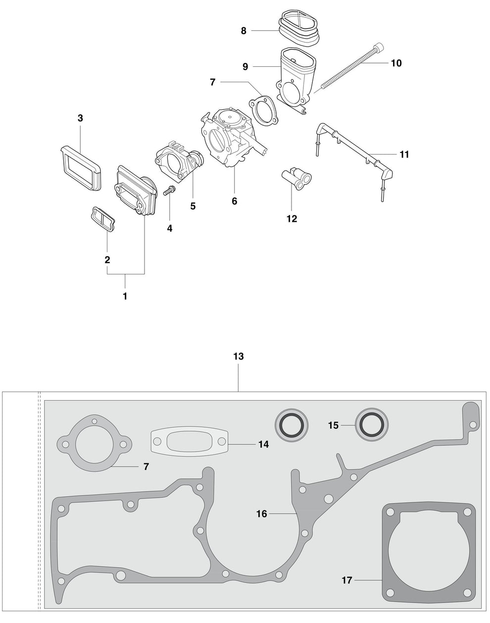 K1250 Carburetor Assembly Parts by Husqvarna