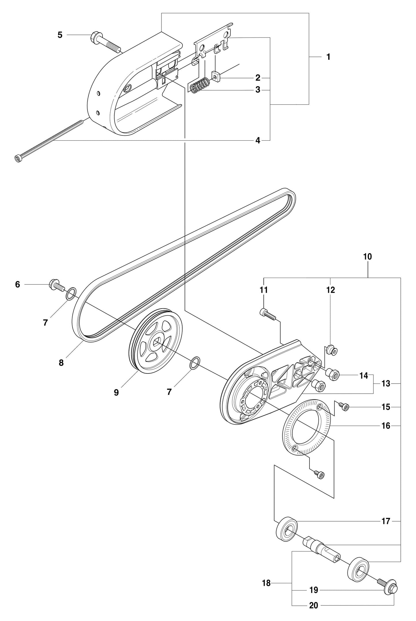 K1250 Belt Guard and Pulley Assembly Parts By Husqvarna
