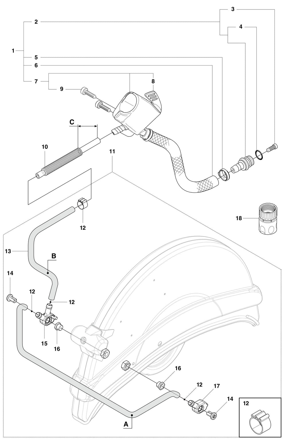 K1250 Water Hose Kit Assembly Parts by Husqvarna