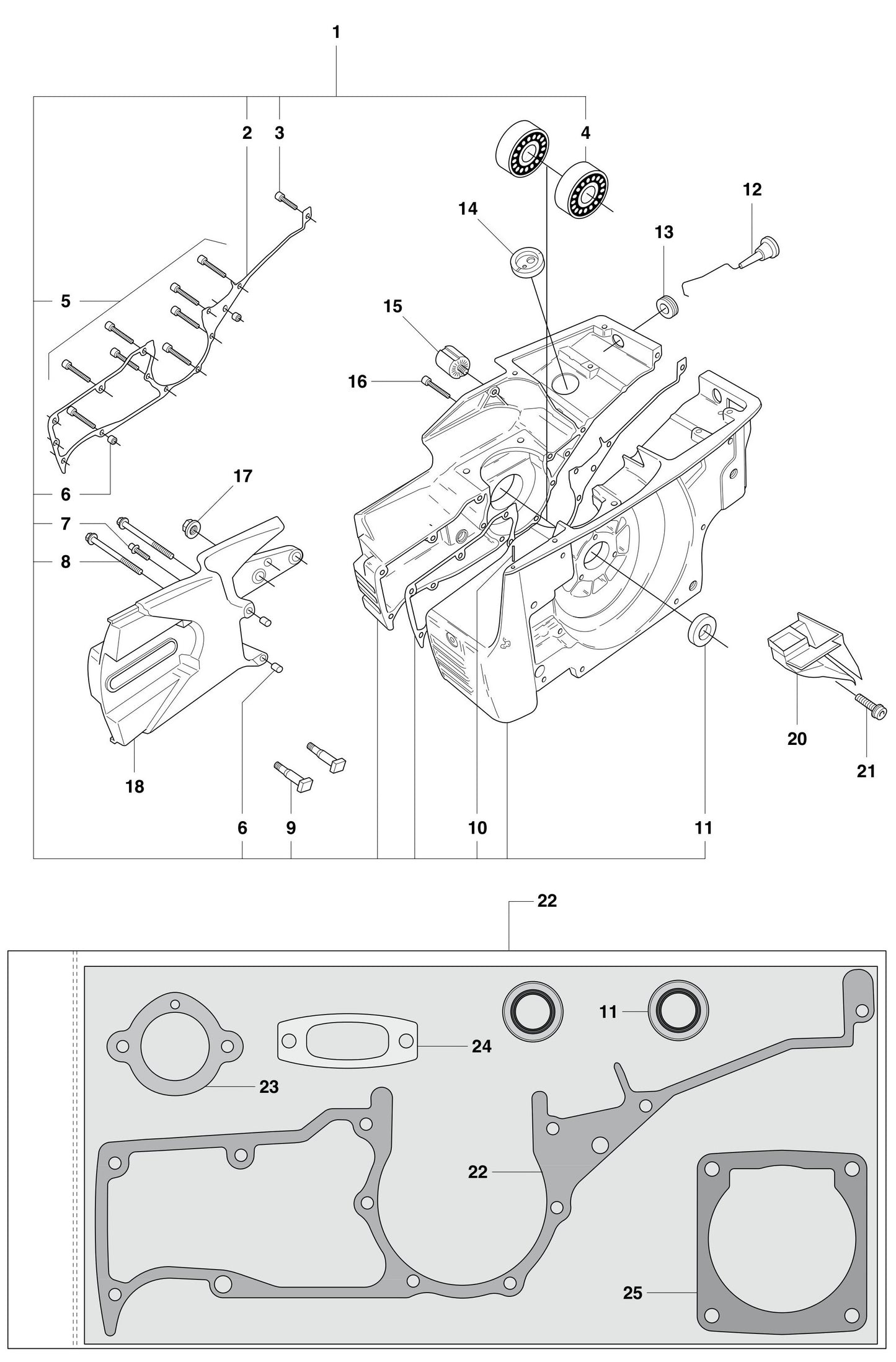 K1250 Crankcase Assembly Parts by Husqvarna