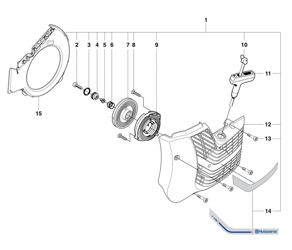 K750 Starter Assembly Parts by Husqvarna