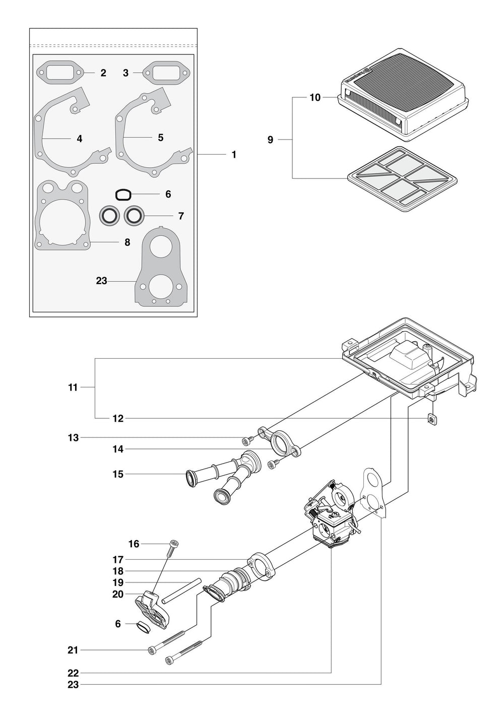 K750 Air Filter Assembly Parts by Husqvarna