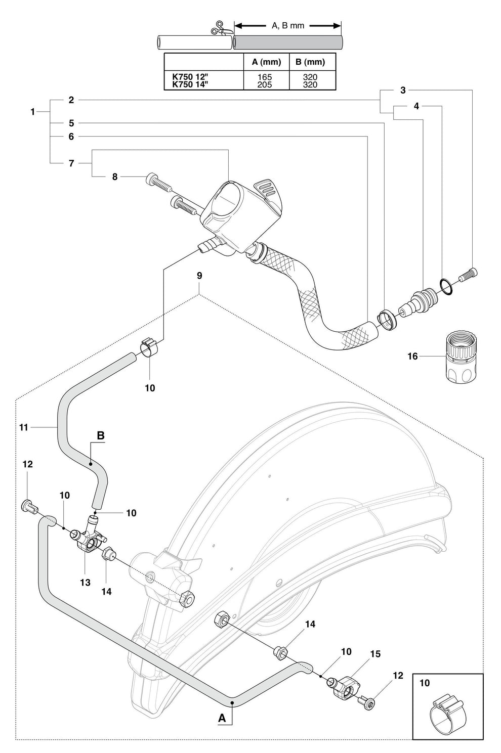 K750 Hose Assembly Parts by Husqvarna