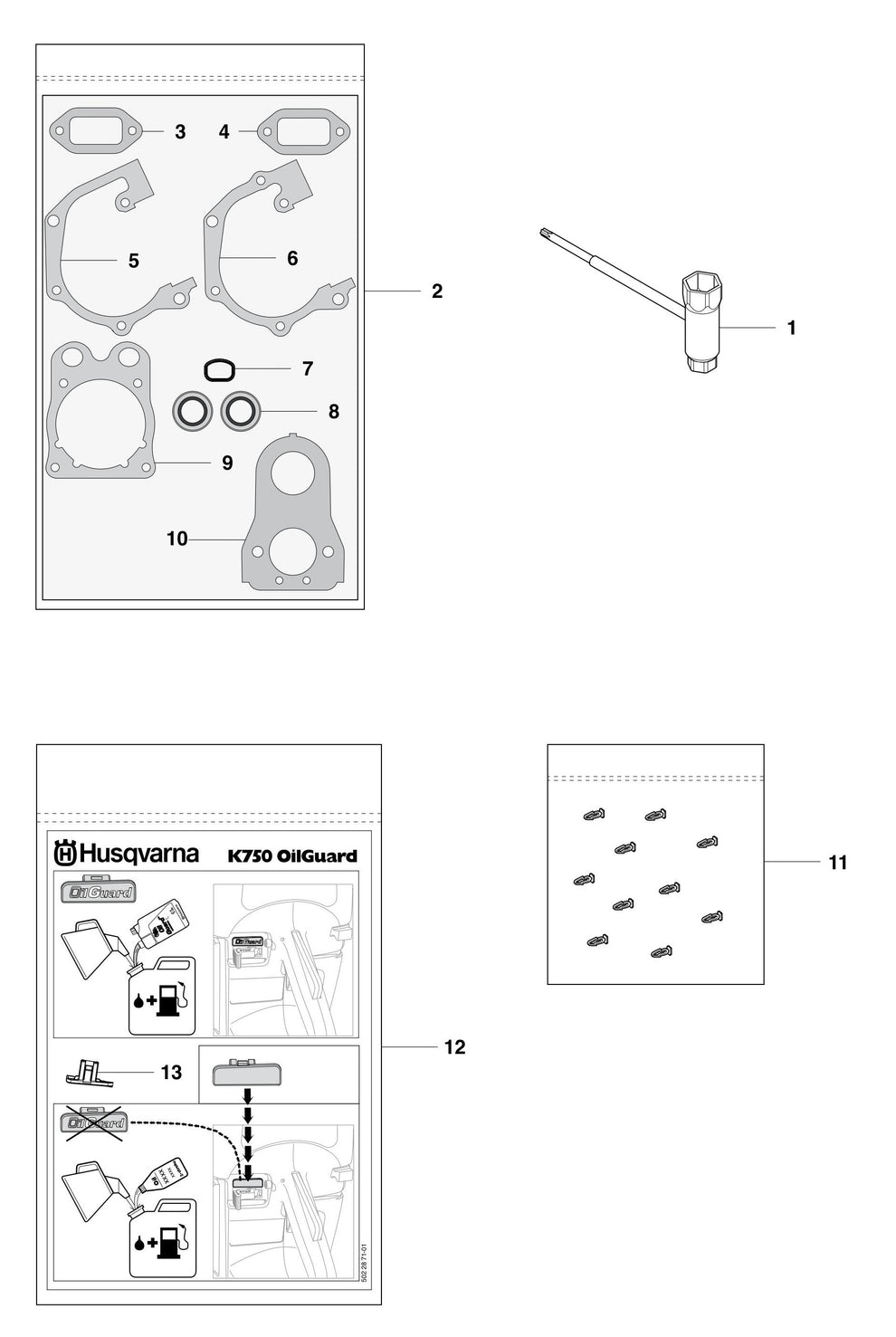 K750 Gasket Kit Assembly Parts by Husqvarna