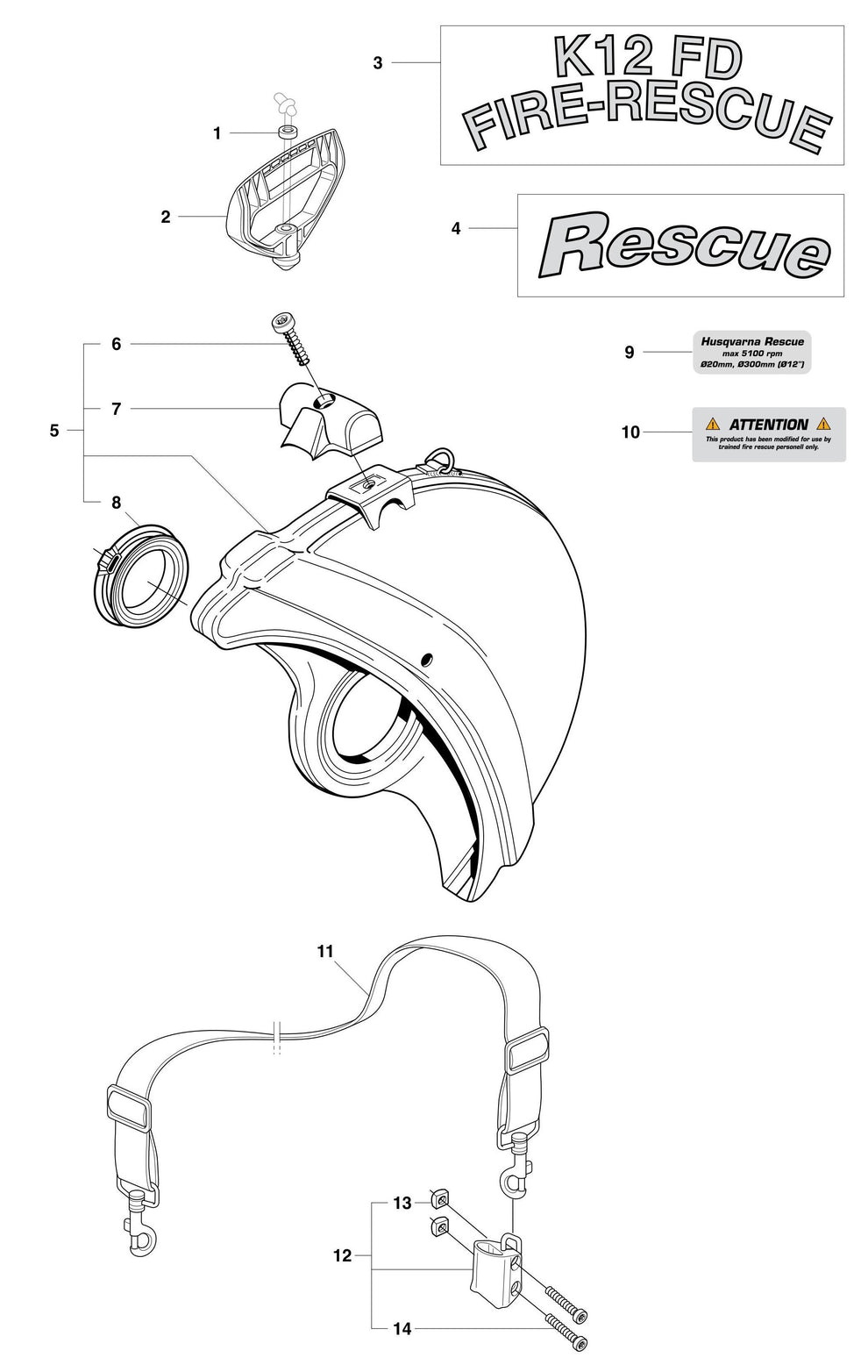 K750 Rescue Assembly Parts by Husqvarna