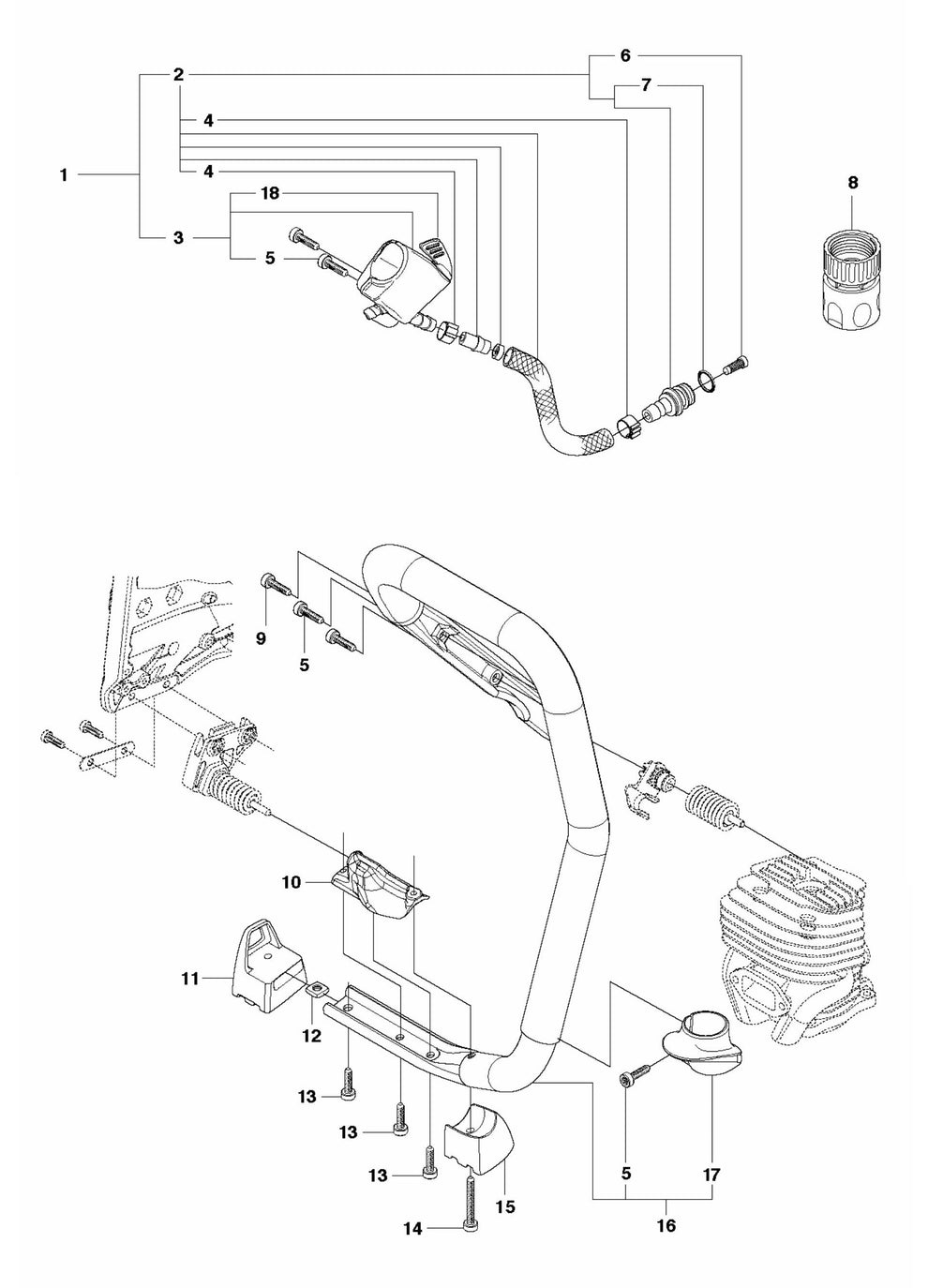 K760 Cut-N-Break Handle Assembly Parts by Husqvarna
