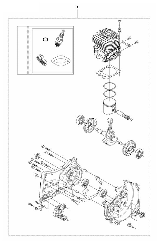 K760 Cut-N-Break Cylinder and Crankcase Assembly Parts