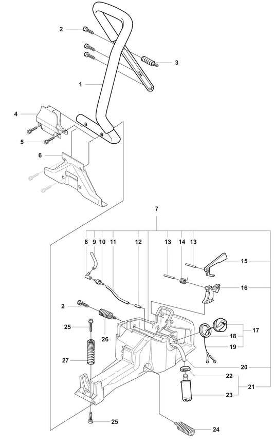 K950 Handle and Fuel Tank Assembly Parts