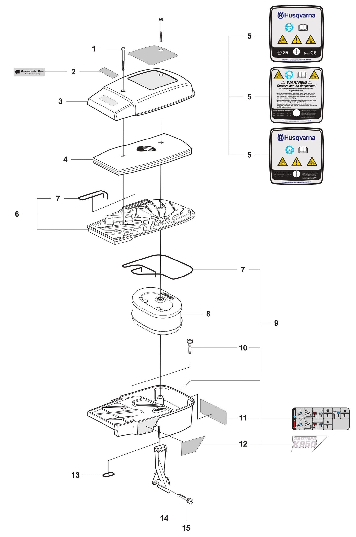 K950 Air Filter Assembly Parts