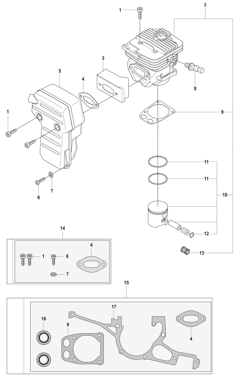 K960 Muffler Assembly Parts By Husqvarna