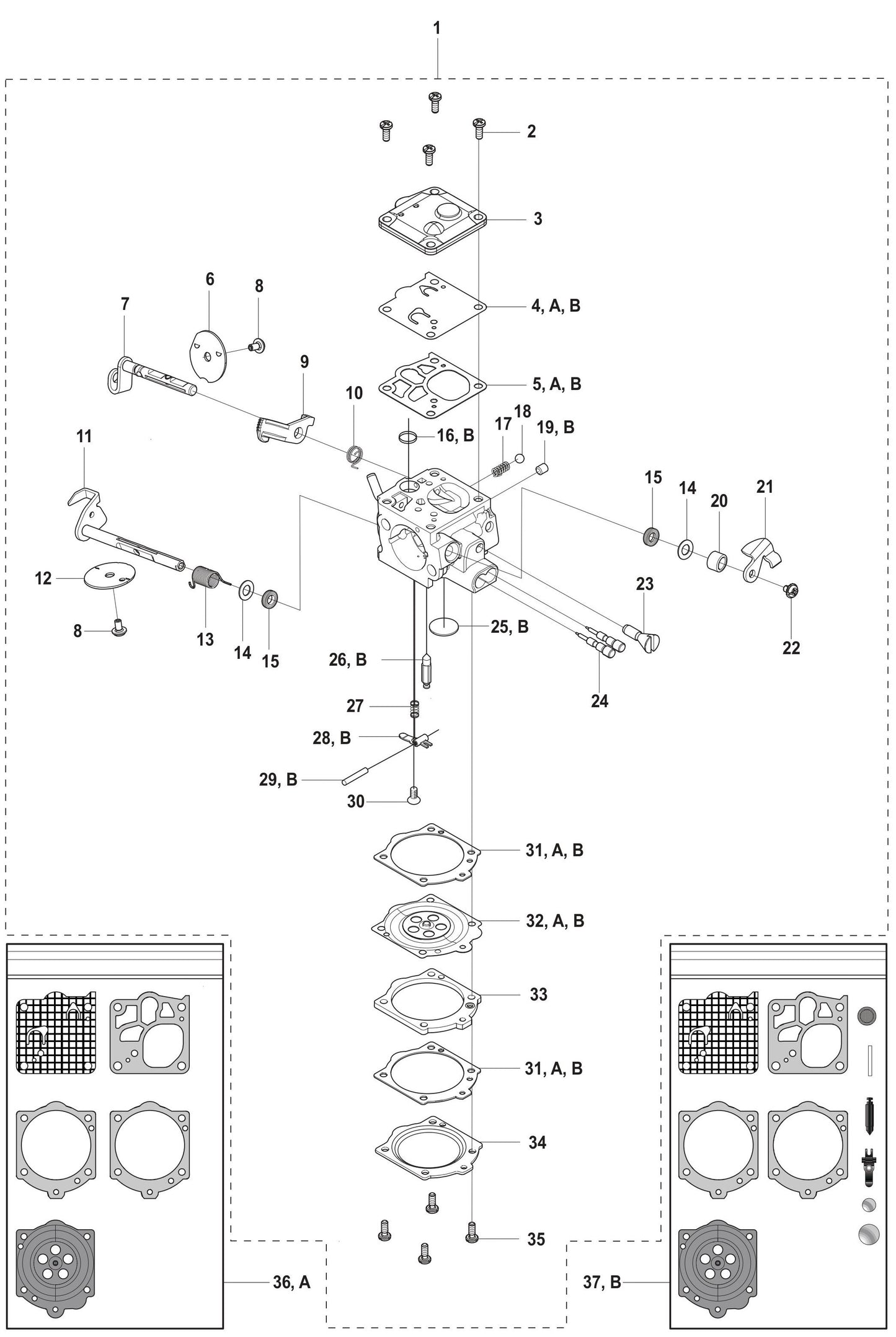 K960 Carburetor Assembly Parts-2 By Husqvarna