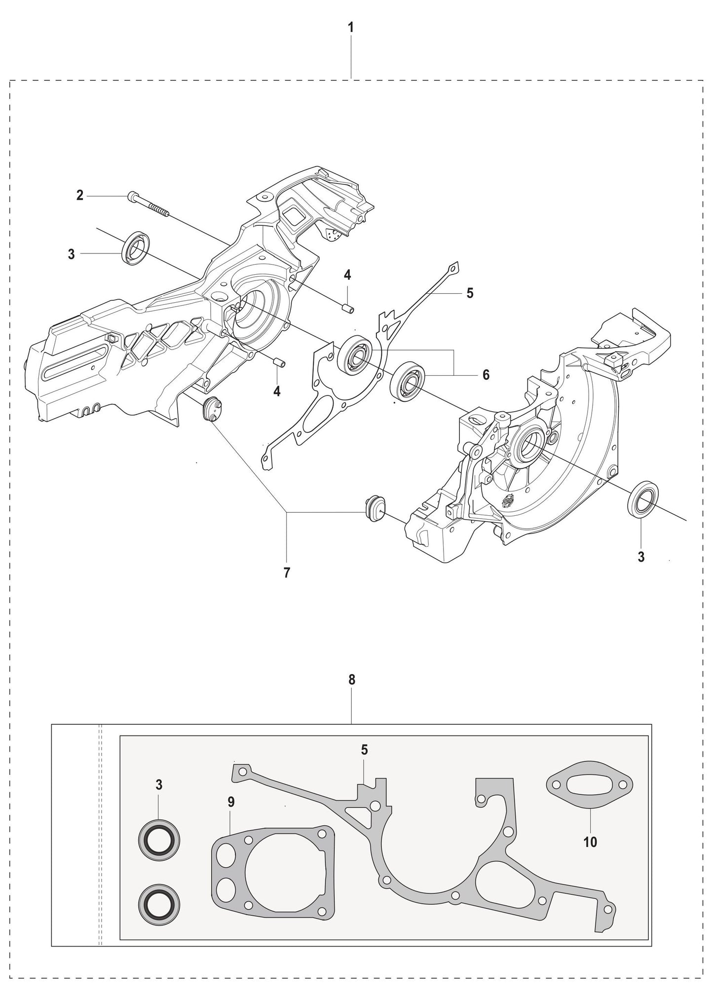 K960 Crankcase Assembly Parts By Husqvarna