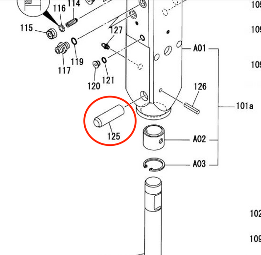 KF120206 Rod Pin for Fx15a Hydraulic Breaker by FRD (Kent)