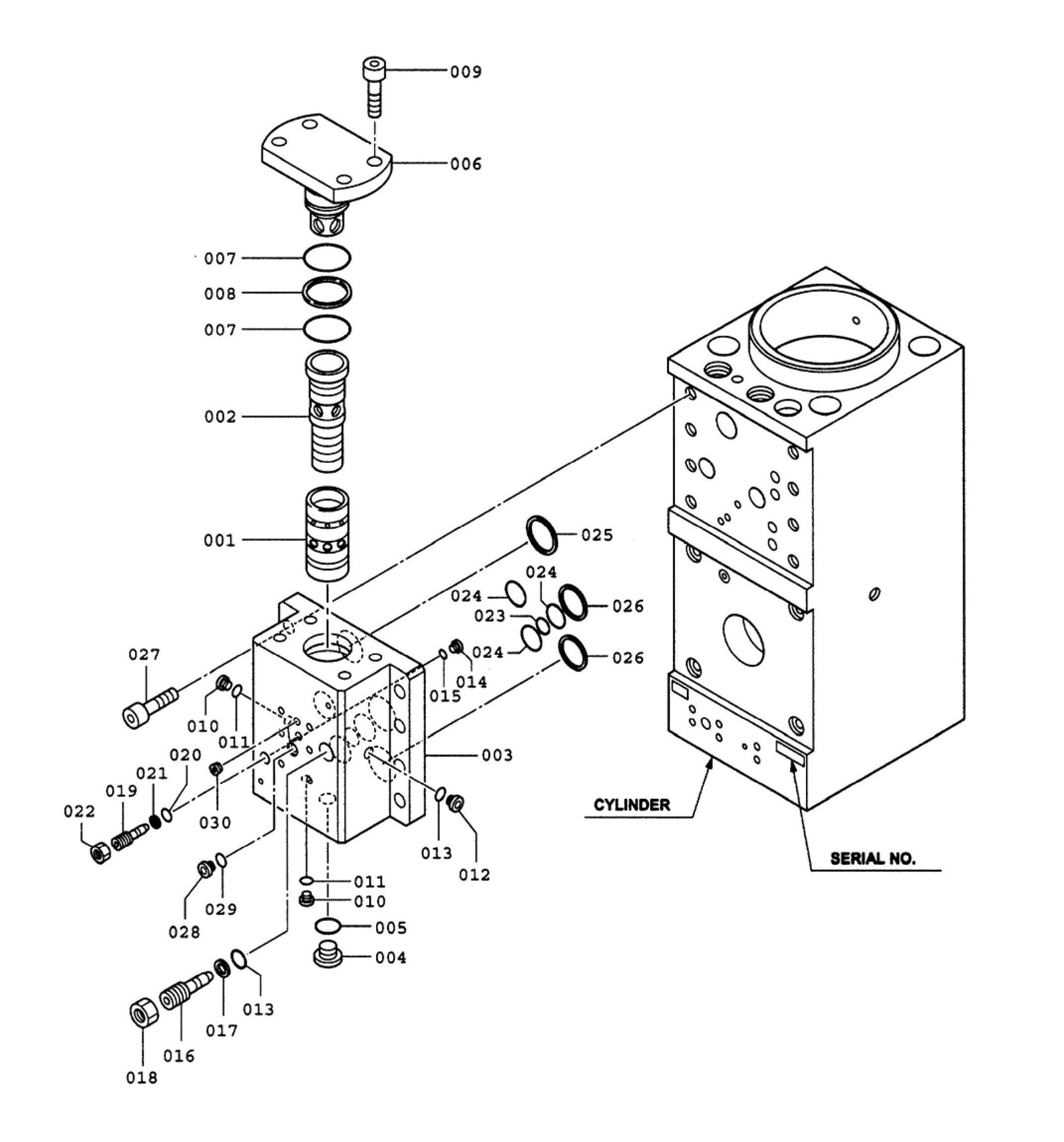 F70Qt Serial No.1001 ~1061 Control Valve Detail Assembly Parts