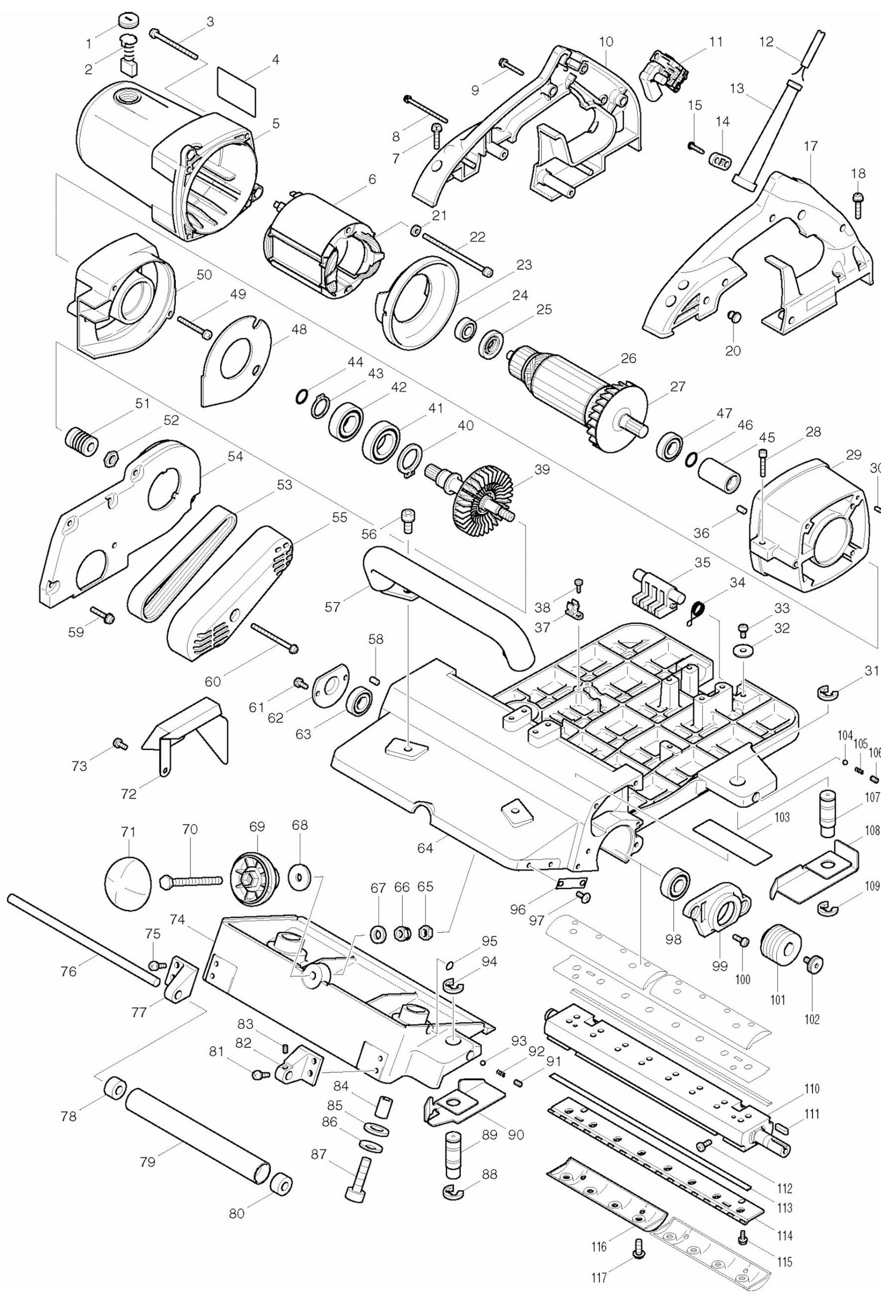 KP312 Planer Assembly Parts By Makita