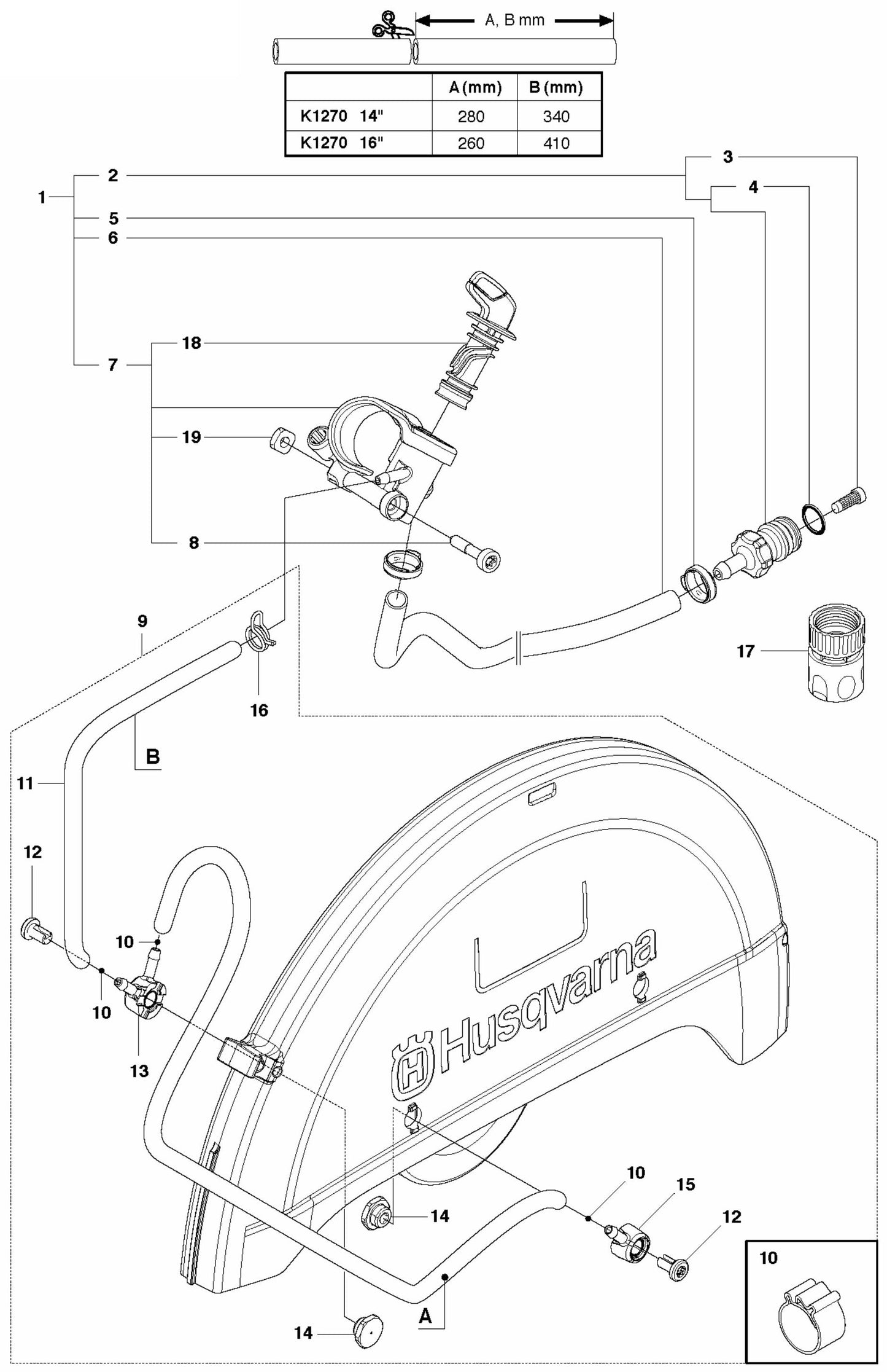 K1270 Water Hose Kit Assembly Parts by Husqvarna