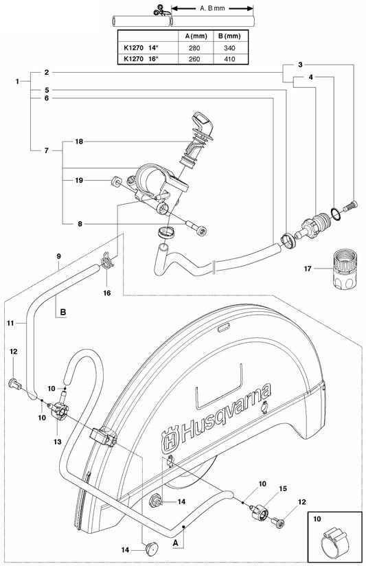 K1270 Water Hose Kit Assembly Parts by Husqvarna