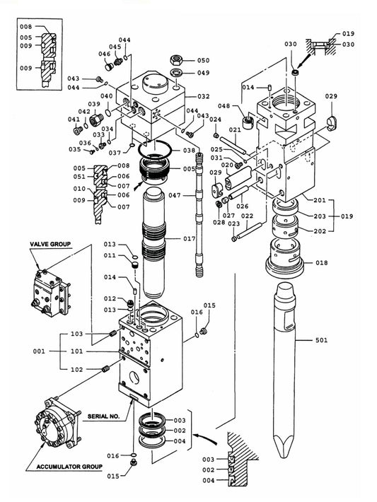 F19Qt (Serial No.3557 & Up) Hydraram Parts Breakdown Assembly Parts