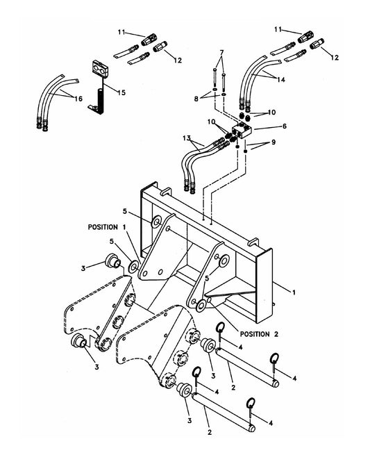 F4 TLB Side Plate Version (Serial No.5001-& Up) Two-Position (Pin-On) Universal Quick Attach Bracket Assembly Parts