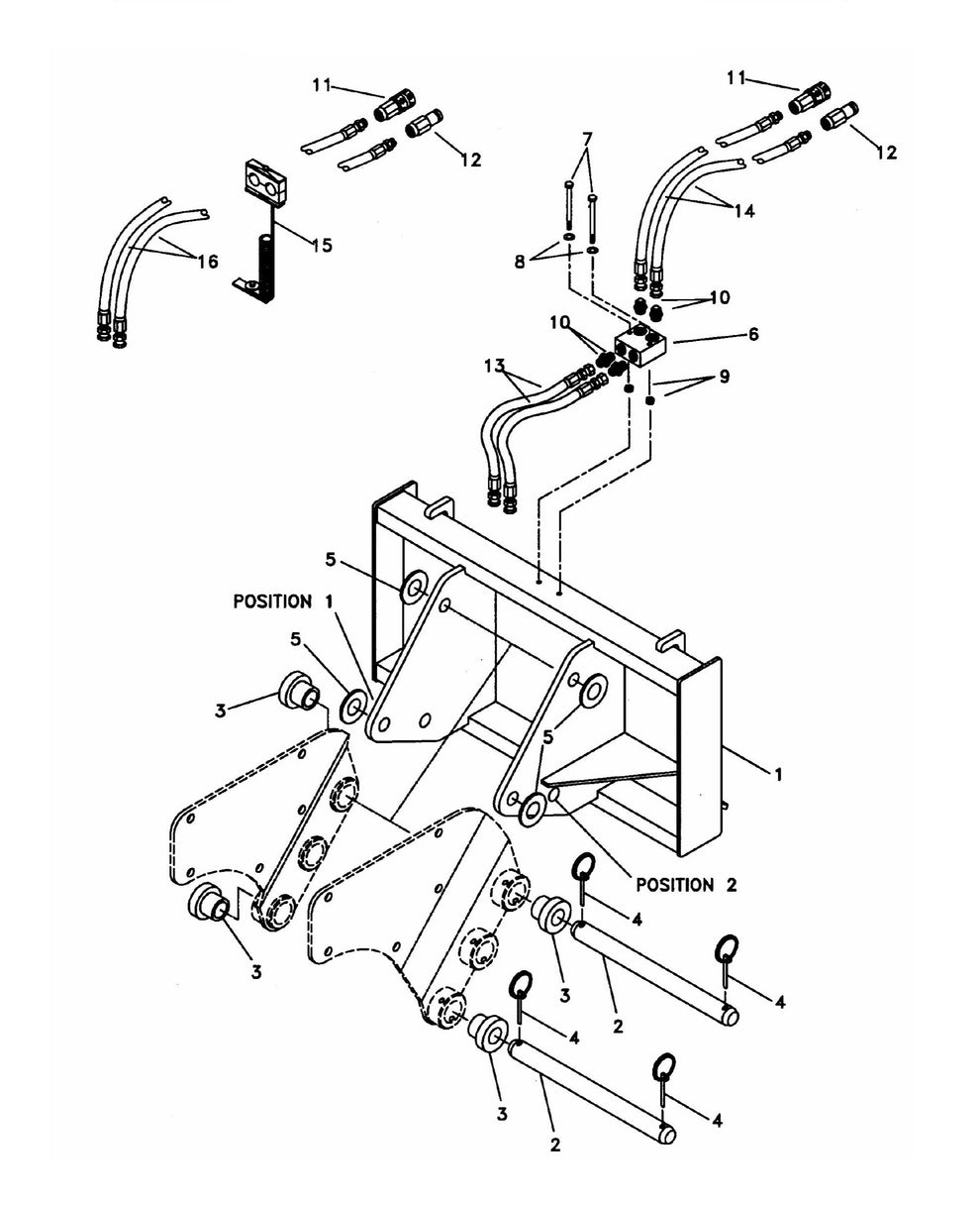 F4 TLB Side Plate Version (Serial No.5001-& Up) Two-Position (Pin-On) Universal Quick Attach Bracket Assembly Parts