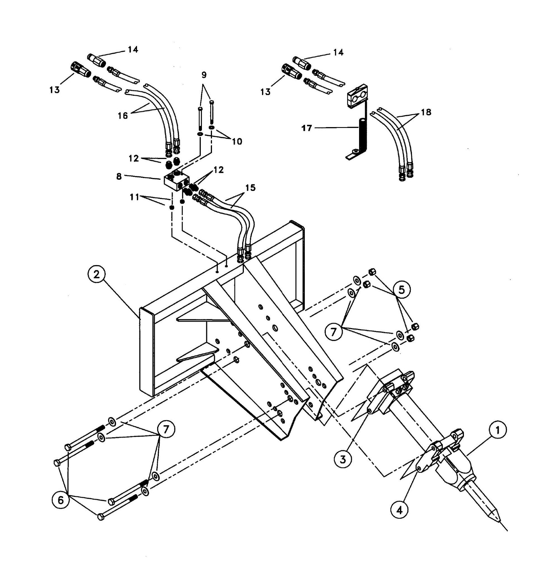 F4 TLB Side Plate Version (Serial No.5001-& Up) Open Style One-Piece Rigid Quick Attach Bracket Assembly Parts