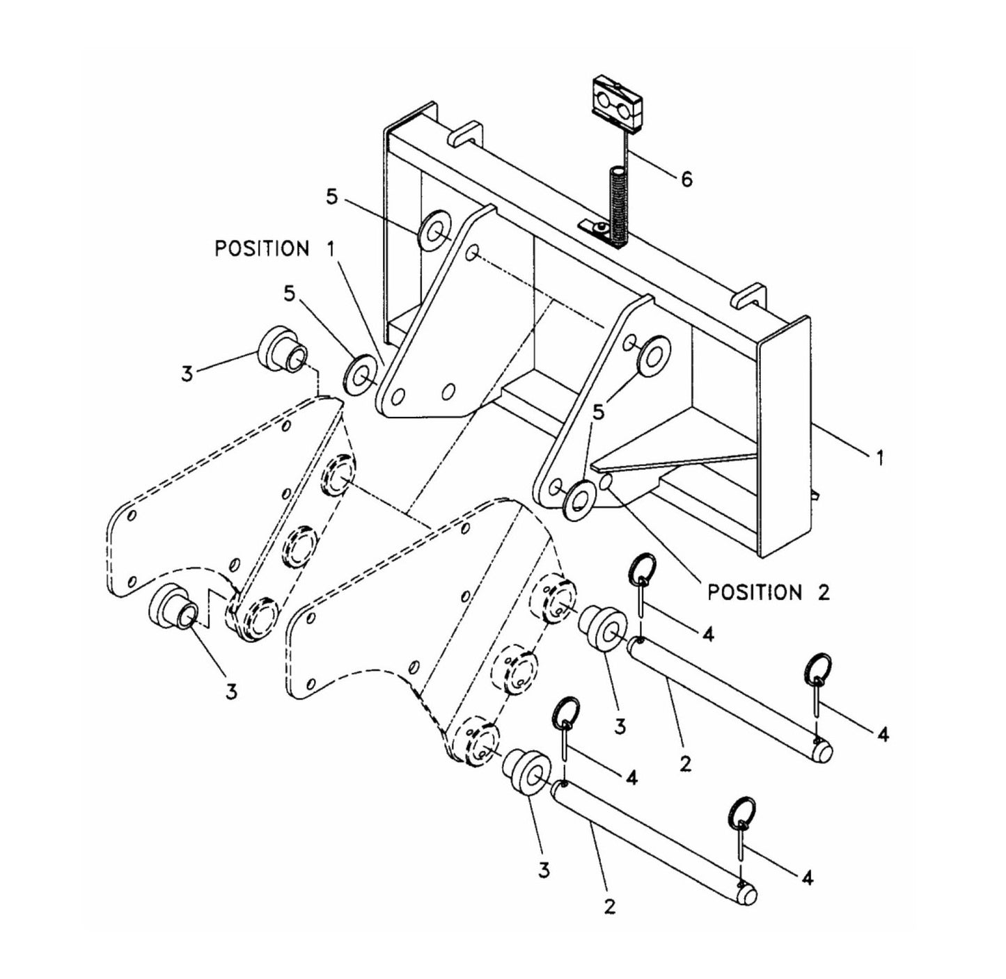 F5 Three-Boss TLB Versions (Serial No.5001 & Up) Two-Position (Pin-On) Universal Quick Attach Bracket Assembly Parts