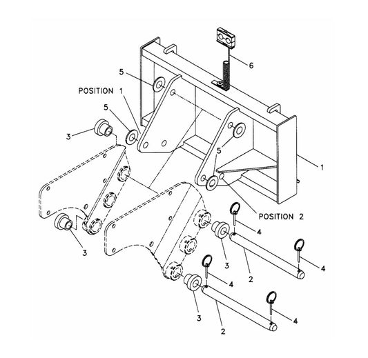 F5 Three-Boss TLB Versions (Serial No.5001 & Up) Two-Position (Pin-On) Universal Quick Attach Bracket Assembly Parts