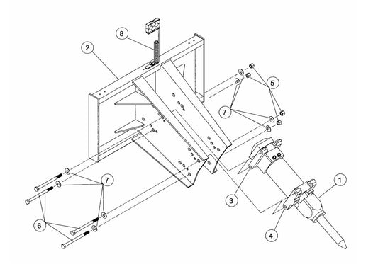F5 Three-Boss TLB Versions (Serial No.5001 & Up) Open Style One-Piece Rigid Quick Attach Bracket Assembly Parts