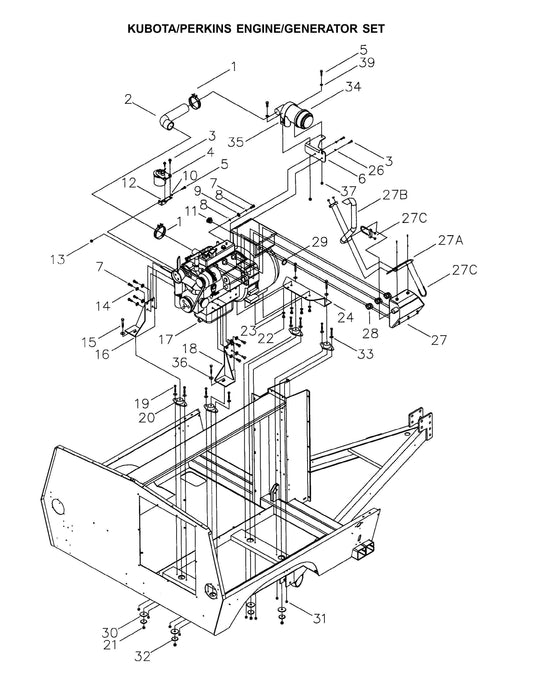 Maxi-Lite Laydown 6-8KW-Kubota/Perkins Engine/Generator Set (Fig 2) Parts By Allmand