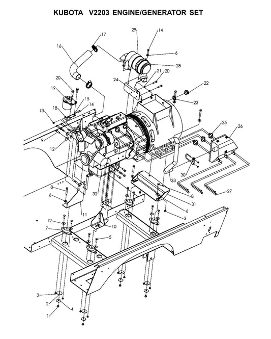 Maxi-Lite Laydown 15-20KW-Kubota V2203 Engine/Generator Set Parts By Allmand