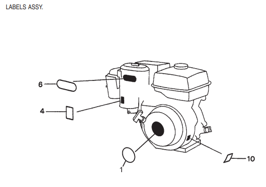 GA6HE-GA6HEA—HONDA GX340K1EDE2 ENGINE—Labels Assembly Parts By Multiquip