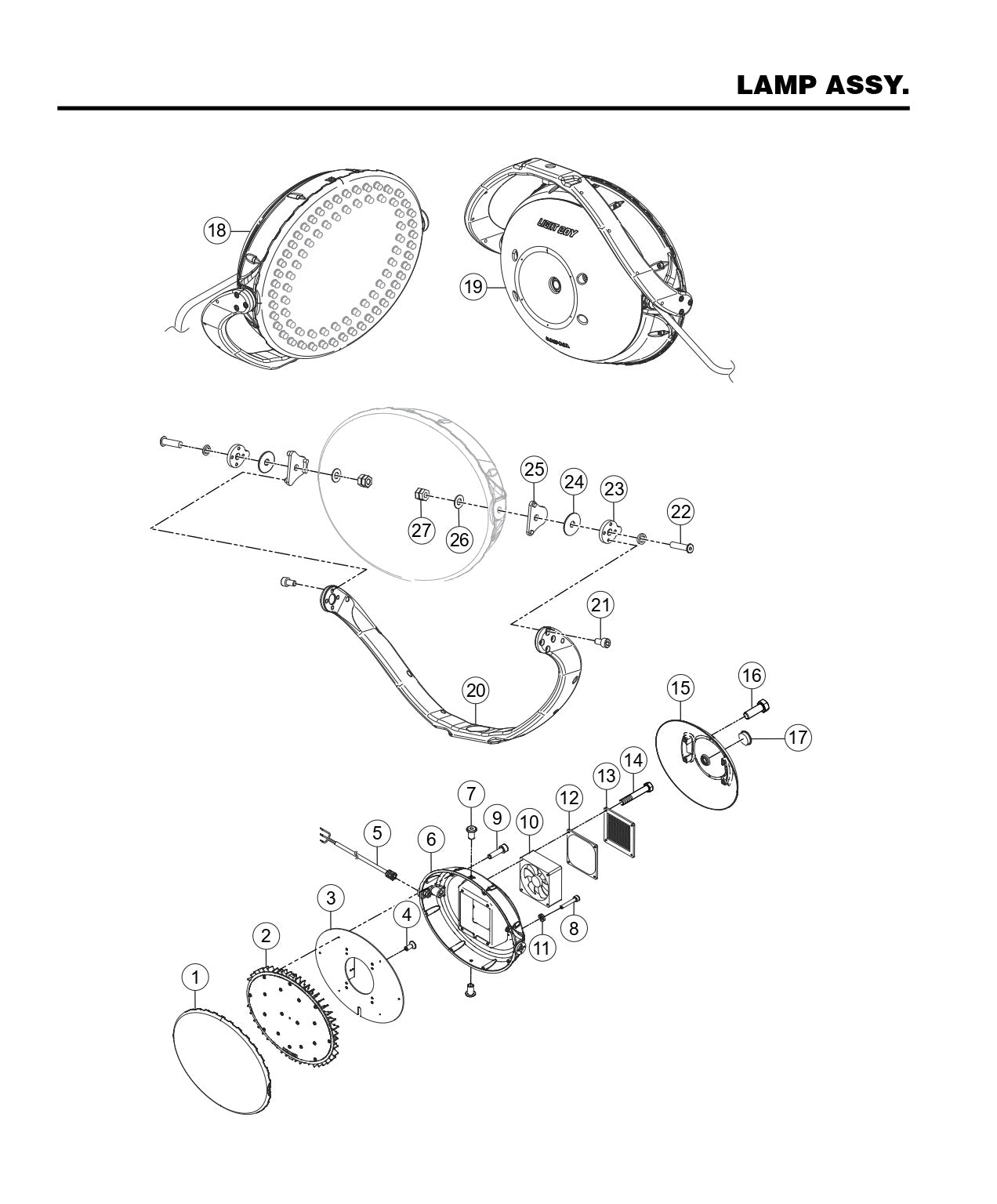 GBX GloBug Lighting System Lamp Assembly Parts by Multiquip