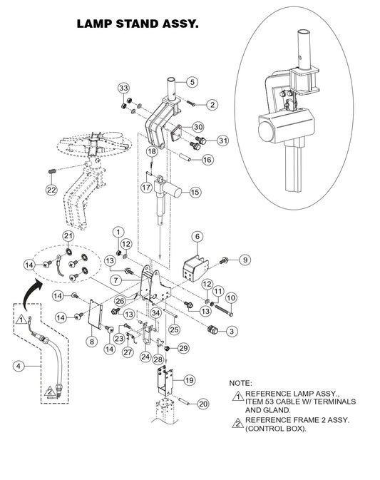 GBX24BK GloBug Lighting System Lamp Stand Assembly Parts by Multiquip
