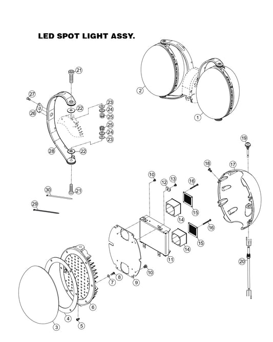 GBX4S GloBug Lighting LED Spot Light Assembly Parts by Multiquip