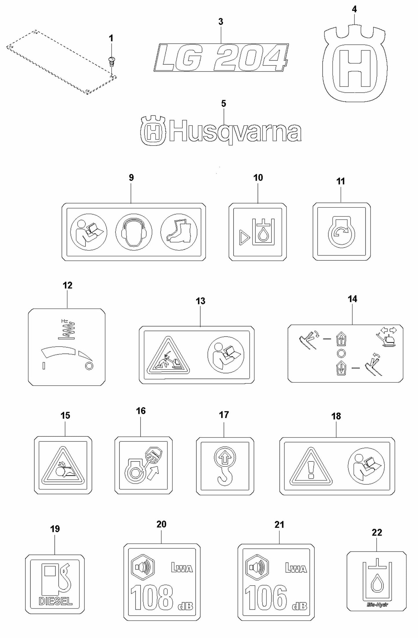 Decals Assembly Parts For LG 204 By Husqvarna