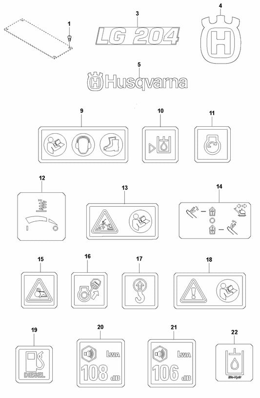 Decals Assembly Parts For LG 204 By Husqvarna