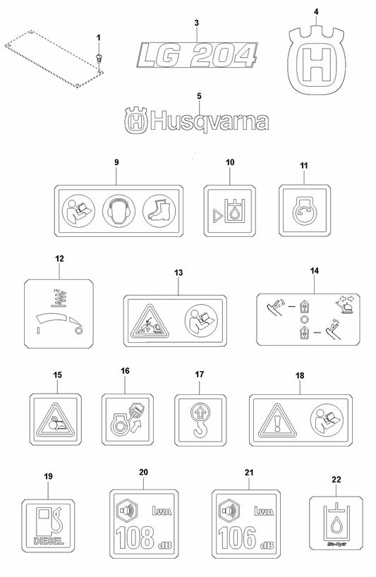 Decals Assembly Parts For LG 204 Petrol By Husqvarna