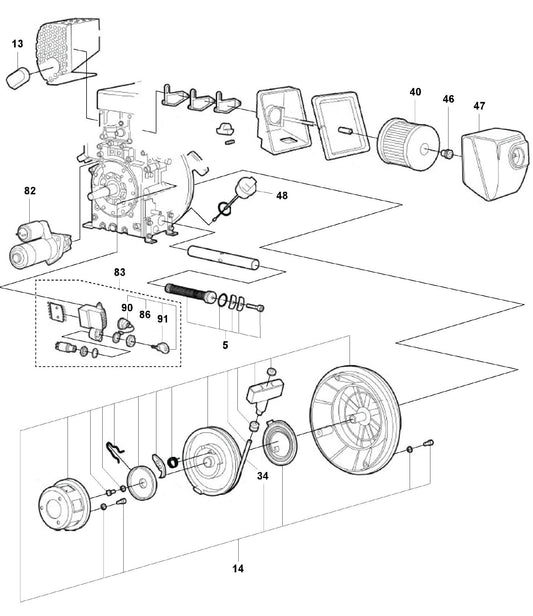 Engine - Hatz 1B20 Assembly Parts For LG 204 By Husqvarna