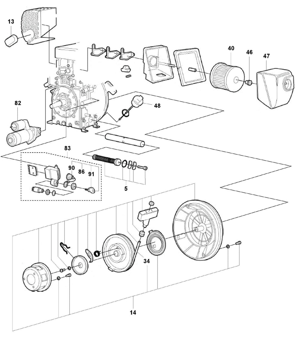 Engine - Hatz 1B20 Assembly Parts For LG 204 Petrol By Husqvarna