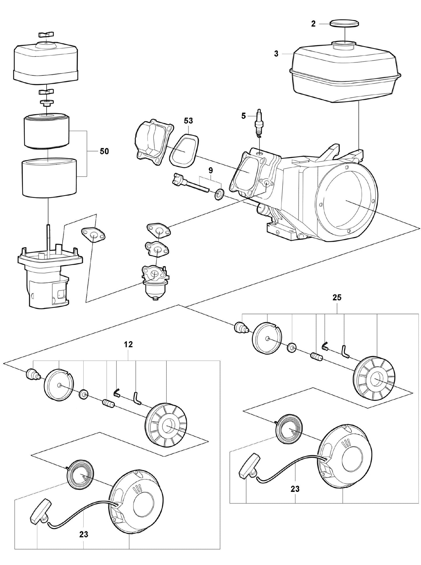 Engine-Honda GX 200 UT SM-12 OH Assembly Parts For LG 204 By Husqvarna